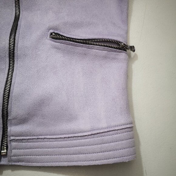 Amanda Green Ladies Size Large Off Set Zip Closure Lilac Bomber Jacket - Picture 8 of 13